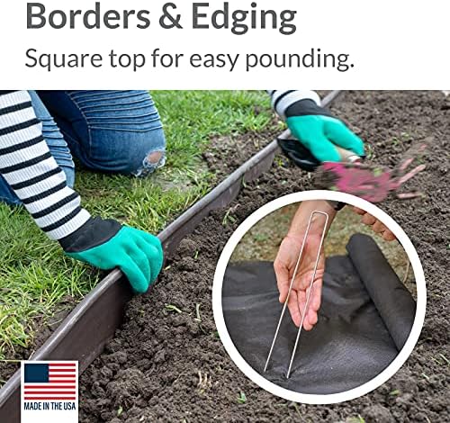 Pinnacle Mercantile Garden Stakes 12 Inch 9 Gauge Galvanized Steel Landscape Staples, Heavy Duty Landscape Fabric Stakes 150 Pack for Weed Barrier, Sod, Edging, Fencing and Drip Irrigation Made in USA - Image 5