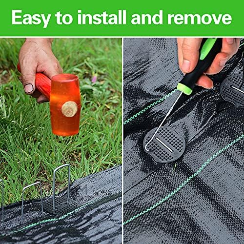 100Pcs Garden Stakes Staples + 100Pcs Gasket, Bakulyor 6 Inch Lawn Landscape Staples 11 Gauge U Shaped Galvanized Landscape Pins, Heavy Duty Yard Ground Pin for Weed Barrier Sod Fabric Decorations - Image 3