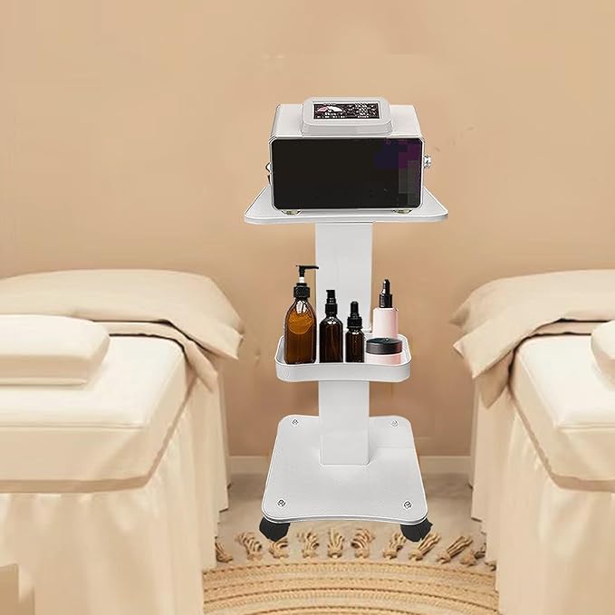 Esthetician Cart, 3 Tier Beauty Rolling Trolley with Rotation Wheels, Aluminum Alloy Tray Rolling Cart for Hair Salon, Spa Salon Beauty Machine Storage