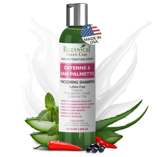 Cayenne & Saw Palmetto Biotin Shampoo for Thinning Hair – Vegan Volumizing Shampoo for Fine Hair with B Vitamins Argan Oil, Strengthening, Paraben, Silicone and Sulfate Free. Made in USA