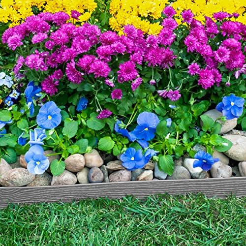 EasyFlex Tall Wall No-Dig Landscape Edging with Anchoring Spikes, 2.5 in. Tall Straight Top Plastic Garden Border with Woodgrain Texture, 40 Foot Kit, Gray (3220GYE-40C) - Image 7