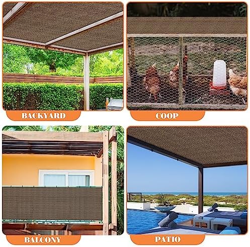 8' x 109' Sun Shade Roll Sun Shade Sunlight Blockage Cover for Outdoor Backyard Patio Pergola Greenhouse Plants (Brown) - Image 5