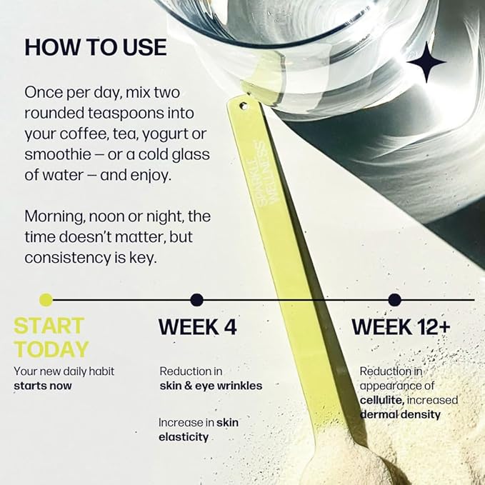 Sparkle Wellness VERISOL Bioactive Hydrolyzed Collagen Peptides | Collagen Powder with Vitamin C & Hyaluronic Acid for Hair, Skin, and Nail Health | Skin Boost Plus (Acai Lemonade) [50-Serves]