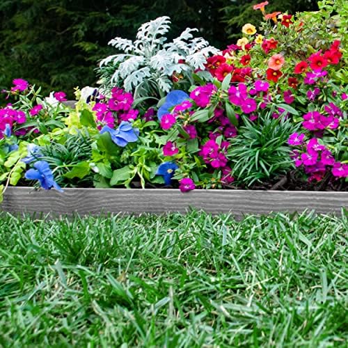EasyFlex Tall Wall No-Dig Landscape Edging with Anchoring Spikes, 2.5 in. Tall Straight Top Plastic Garden Border with Woodgrain Texture, 40 Foot Kit, Gray (3220GYE-40C) - Image 5