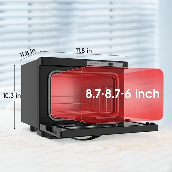 Towel Warmer Cabinet, 8L Hot Spa Small Towel Warmer Heating Use for Facial Spa, Hair Beauty, Salon Equipment and Home - Black