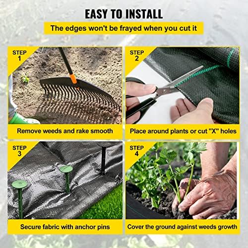 Happybuy 6FTx300FT Premium Weed Barrier Landscape Fabric Heavy Duty 3OZ, Woven Weed Control Fabric, Good Permeability for Weed Block Gardening Mat, Driveway Fabric, Landscaping Fabric, Ground Cover - Image 5