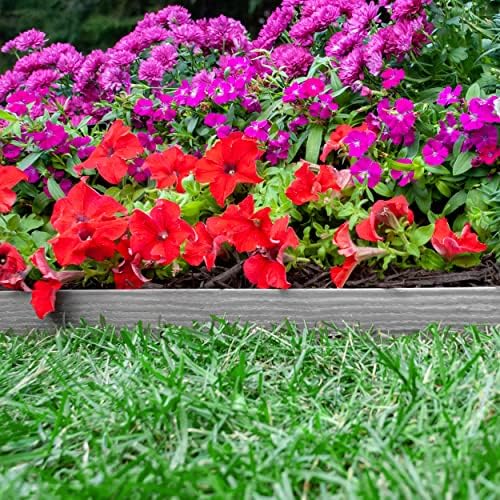 EasyFlex Tall Wall No-Dig Landscape Edging with Anchoring Spikes, 2.5 in. Tall Straight Top Plastic Garden Border with Woodgrain Texture, 40 Foot Kit, Gray (3220GYE-40C) - Image 6
