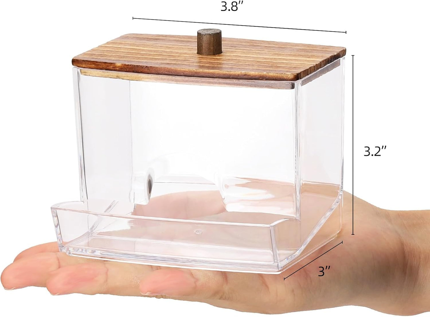 Tbestmax 10oz Qtip Holder Dispenser with Black Wood Lids, Big Cotton Swab Holder Bathroom Accessories Organizer for Storage-Qtips Cotton Ball, Floss Container