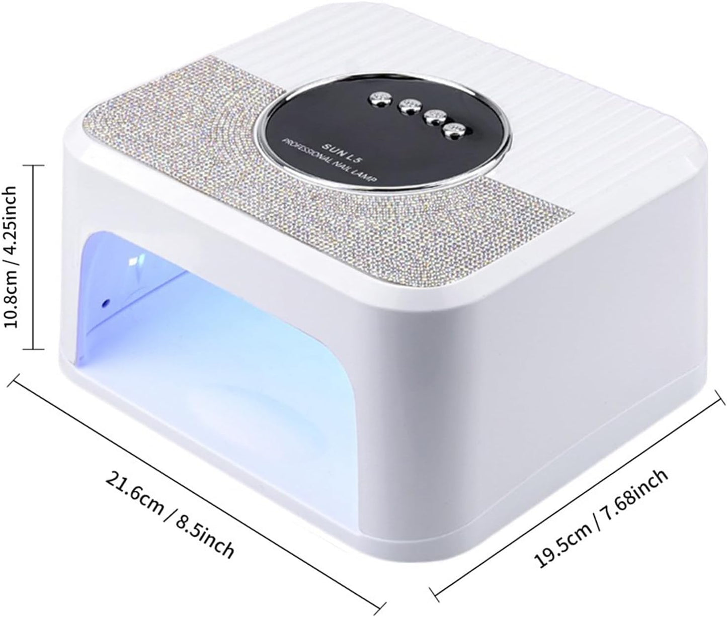 268W UV LED Nail Lamp, Gel Nail Light for Nail Polish UV Dryer with 4 Timers Professional Fast Curing Lamp Nail Art Tools with Rhinestone