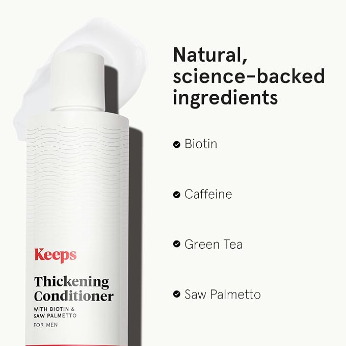 Keeps Hair Regrowth Treatment Mens Conditioner for Fuller, Thicker Looking Hair, 8 oz - Thinning and Hair Growth Conditioner for Men - DHT Blocker - Infused with Biotin, Caffeine, & Saw Palmetto