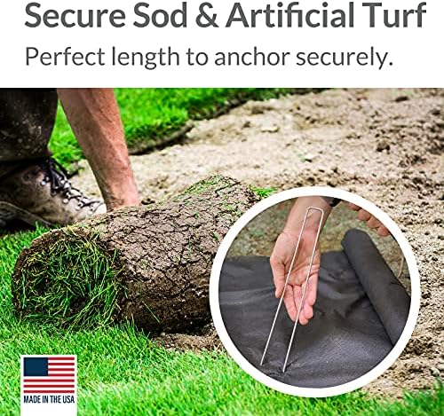 Pinnacle Mercantile Garden Stakes 12 Inch 9 Gauge Galvanized Steel Landscape Staples, Heavy Duty Landscape Fabric Stakes 150 Pack for Weed Barrier, Sod, Edging, Fencing and Drip Irrigation Made in USA - Image 6