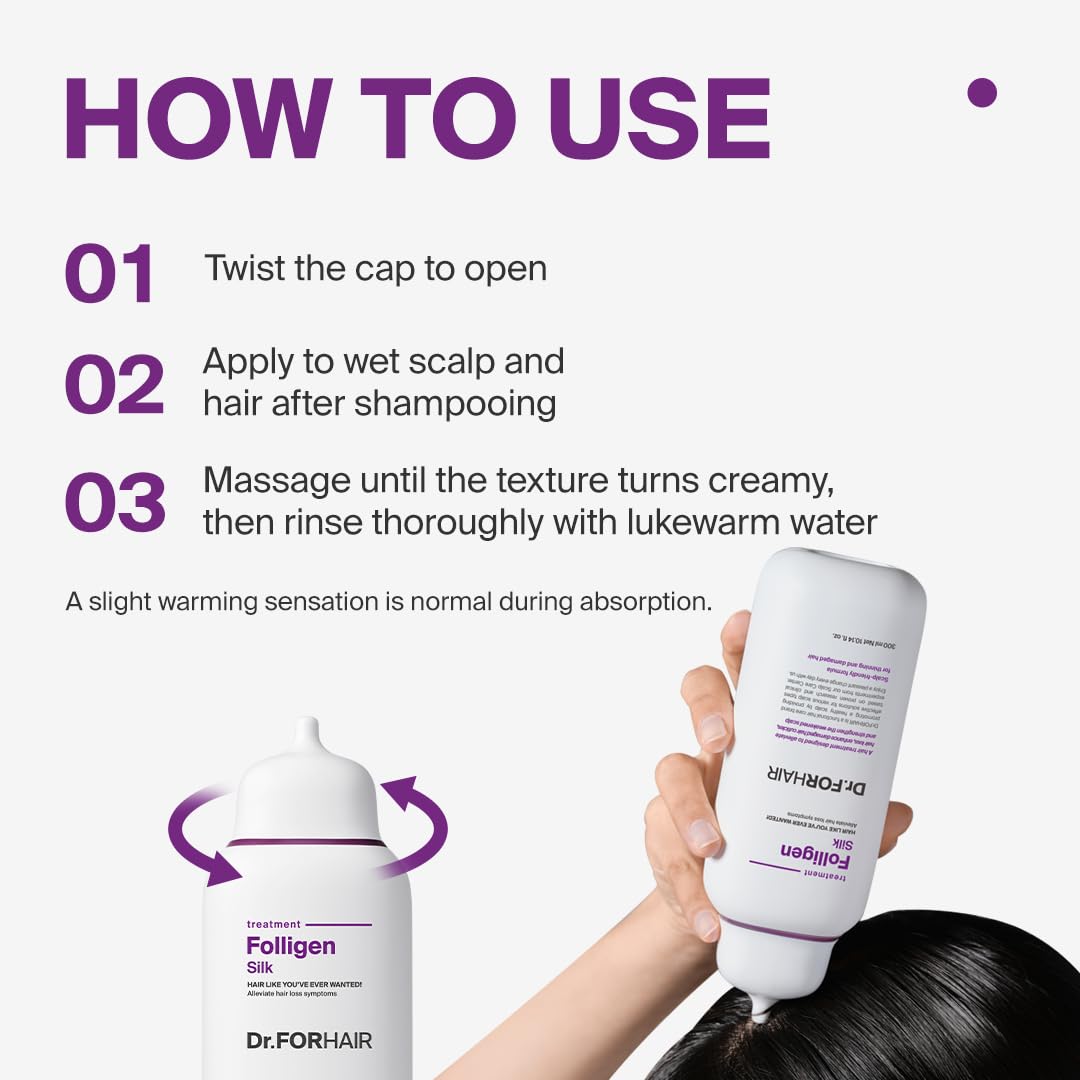 DR.FORHAIR Folligen Silk Treatment 300 ml/10.14 fl. oz. | Damaged Scalp and Hair Care | Nourishing Gentle Treatment | Hair Strengthening | Hypoallergenic