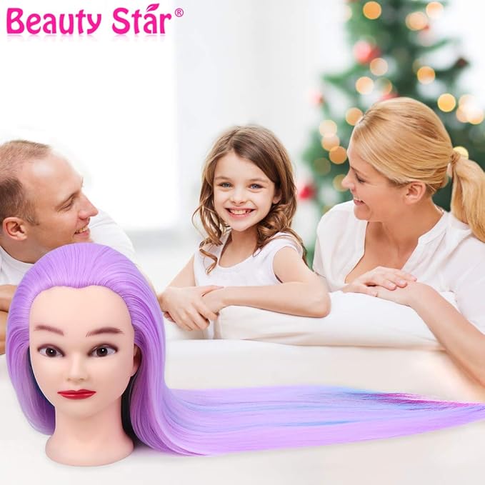 Mannequin Head, Beauty Star 29inch Doll Heads with Long Hair for Practice Braiding Styling, Cosmetology Hairdressing Training Heads with Clamp Holder and Braiding Kit