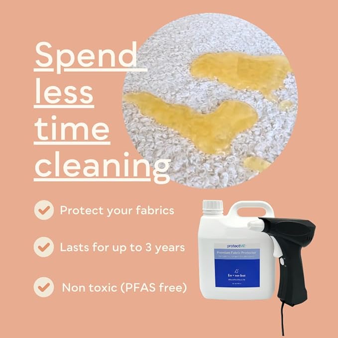 Fabric Protector and Stain Resistant Spray - Upholstery Fabric Spray for Stain Guard for Carpet, Shoes, Couch, Sofa - Non Toxic, Water Based Furniture Protector - 84.5 Fl. Oz.