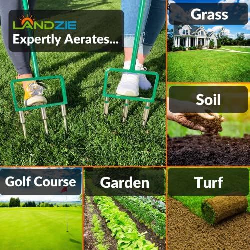 Landzie - Lawn Aerator Tool 42" Set, Hollow & Spike Tines - Image 3