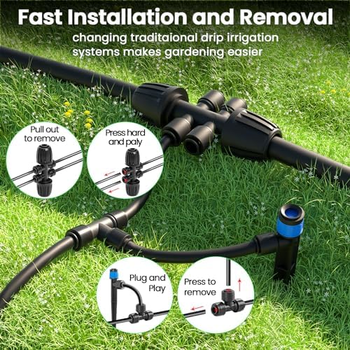 MIXC Drip Irrigation System,Quick Connector Garden Watering System Automatic Sprinkler System Kit for Lawn Raised Bed Greenhouse Plant Watering System (16FT Main Tube+ 79FT 1/4'' Tube) - Image 4