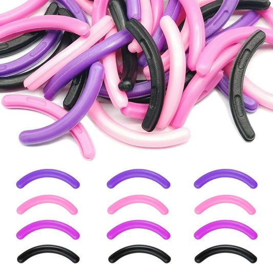 40 pcs Eyelash Curler Refills Curler Refill Pads Soft Rubber Curler Replacement Refills Pads for Universal Eyelash Curler with a Clear Storage Box (Black, Purple, Rose Red, Pink * 10)