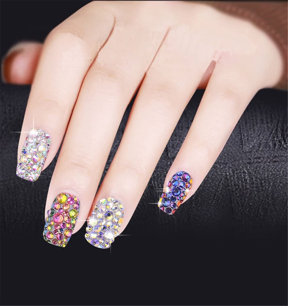 1000 Pieces SS20 5mm Flatback Rhinestones AB Clear Round Gems Crystals for Nail Art DIY Crafts Clothes Shoes Bags （Transparent Light Sapphire AB）