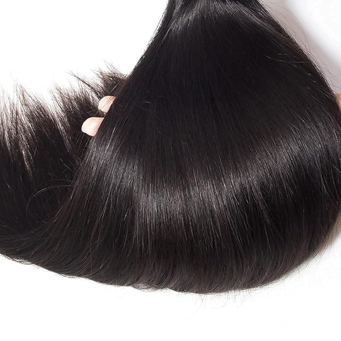 Straight Bundles with Closure Human Hair 12 14 16+10 Brazilian Human Hair Bundles with Closure Straight 100% Unprocessed Virgin Weave Hair Bundles with Lace Closure