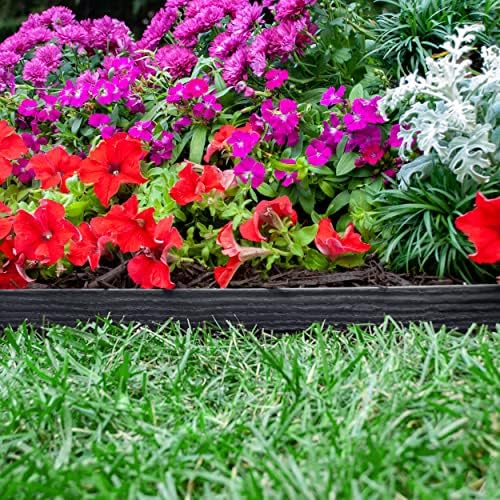 EasyFlex Tall Wall No-Dig Landscape Edging with Anchoring Spikes, 2.5 in. Tall Straight Top Plastic Garden Border with Woodgrain Texture, 40 Foot Kit, Black (3220E-40C) - Image 5