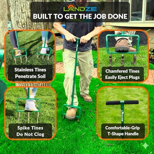 Landzie - Lawn Aerator Tool 42" Set, Hollow & Spike Tines - Image 4