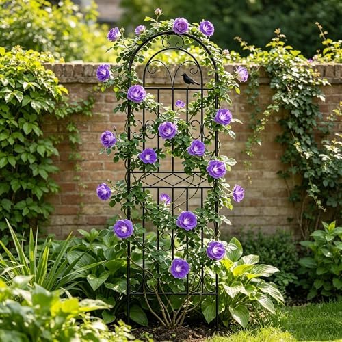 1 Pack 47.2"x19.7" Metal Gardon Trellis for Climbing Plants Outdoor, Black - Image 6