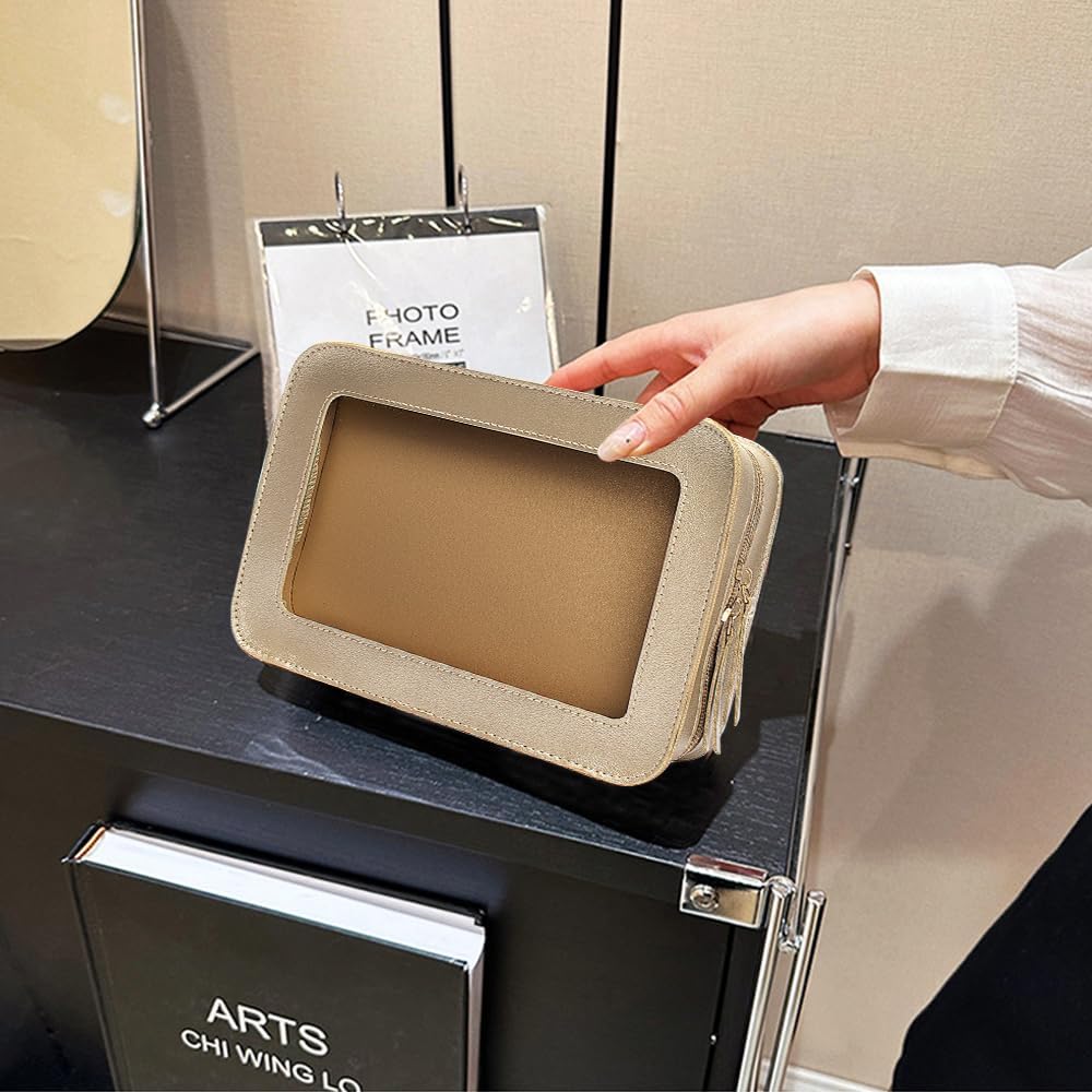 Clear Makeup Bag Small, TSA Approved Portable Toiletry Bag with Zipper Cosmetic Travel Bag Makeup Organizer Case Mini Makeup Pouch for Purse Car Organizer Bag for Women Men