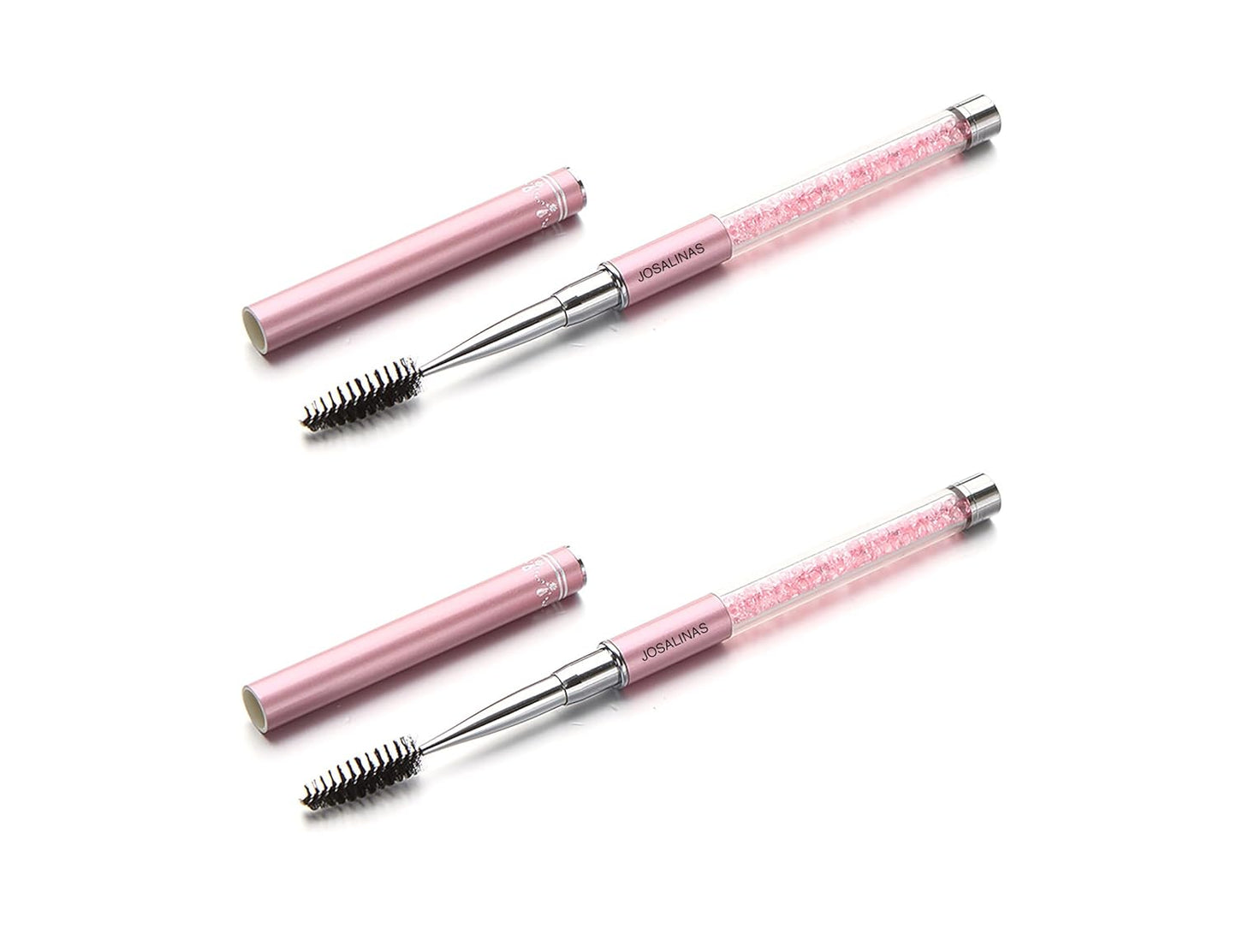 2PCS Mascara Brushes Eyebrow Eyelash Brushes Mascara Wands Applicators Eye Brushes Portable Cosmetic Brushes with Cap Spoolies Brushes for Eyelash Extensions and Eyebrows, Pink