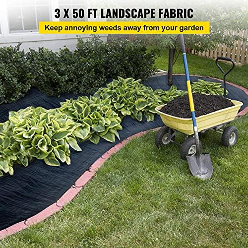 Happybuy 3FTx50FT 5OZ Garden Weed Barrier Landscape Fabric Heavy Duty, Weed Control Fabric for Garden, Weed Blocker Fabric, Geotextile Fabric Under Gravel, Driveway Fabric, Weed Mat Cloth Ground Cover - Image 2