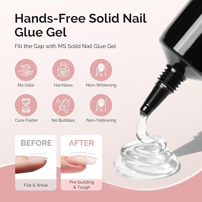 MelodySusie Square Gel Nail Tips Kit-300Pcs Pre-Building Apex Fake Nail Tips 20g Solid Nail Glue Gel,Half Matte Full Cover Clear Acrylic Nail,15Sizes Thick Strong Long Lasting for Home DIY&Salon