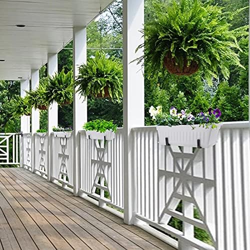 GREANER Rectangle Plastic Flower Boxes, 3 Pack Large Long Planter 16.9x7.48 Inch Morden Thicken Vegetable Plant Pot with Tray for Garden, Kitchen, Window, Office, Balcony, Outdoor Indoor Use - White - Image 2