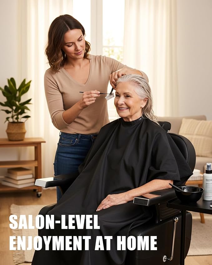 Barber Chair for Hair Stylist, 440 Lbs Heavy Duty Reclining Salon Chair with High-Density Foam Cushioning, Hydraulic Styling Chair for Spa Beauty Salon Home Studio (Black & Silver)