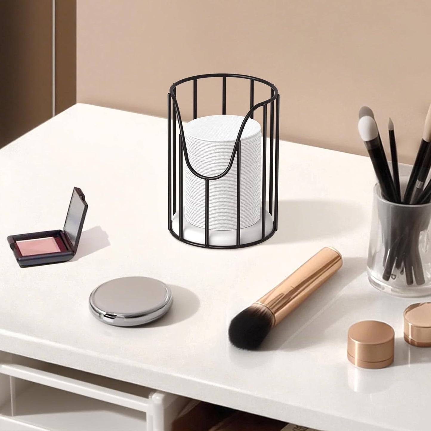 Luxspire Bathroom Cup Dispenser, 3-5oz Dixie Cup Dispenser, Metal Dixie Cup Holder, Disposable Paper Cup Holder for Bathroom, Cotton Pad Holder, Guest Bathroom Essentials, Black, 2 Pack