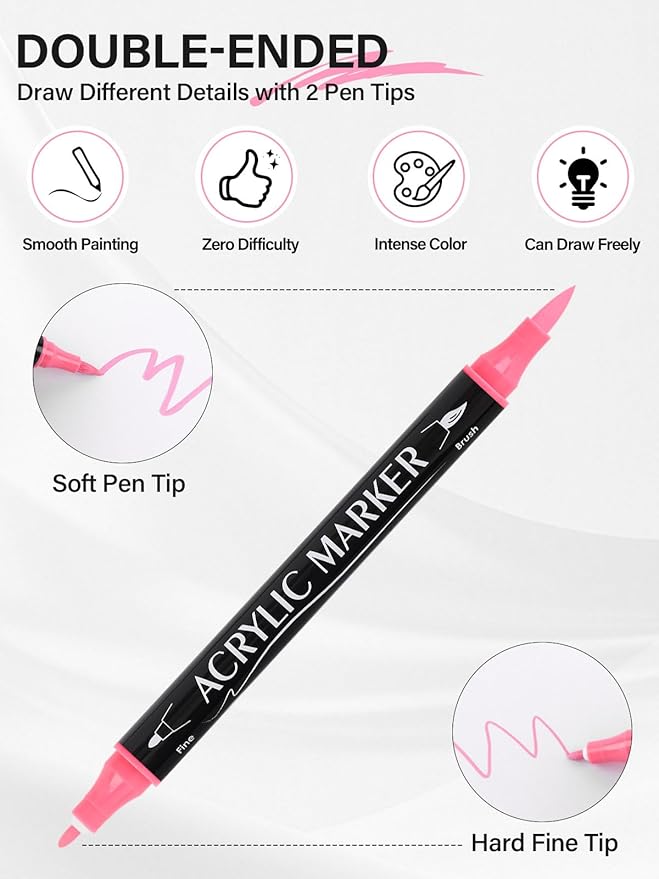 EBANKU Nail Art Pens For Painting Nails, 24 Colors Double-Ended Nail Art Marker Quick-Drying Nail Polish Pen For 3D Nail Art, Fine Tip Nail Point Dotting Tool Drawing Pen For DIY Beauty Adorn Manicure