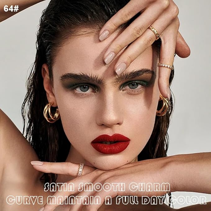 evpct 2Pcs Vivid Red Matte Lip Liner and Lipstick Combo Set for Women, Red Lip Combo Set Liquid Lips Stick Gloss and Lipliner Stain Set Long Lasting Waterproof, Lips Makeup 24 Hours labiales originale