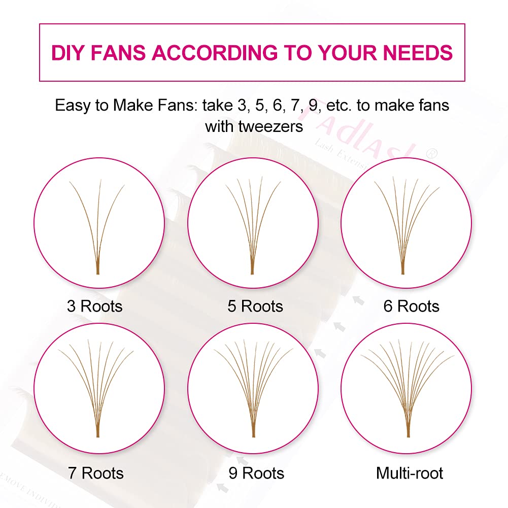 Volume Eyelash Extensions Easy Fan Lashes 0.07 C Curl Eyelash Volume Extensions Faux Mink Self Blooming Colored Lash Extensions (Blond 0.07-C, 8-14mm)