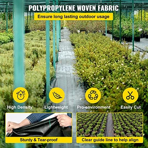 Happybuy 6.5FTx330FT Premium Weed Barrier Landscape Fabric Heavy Duty 3.2OZ, Woven Weed Control Gardening Mat, High Permeability Good for Flower Bed, Geotextile Fabric, Driveway Fabric, Ground Cover - Image 3