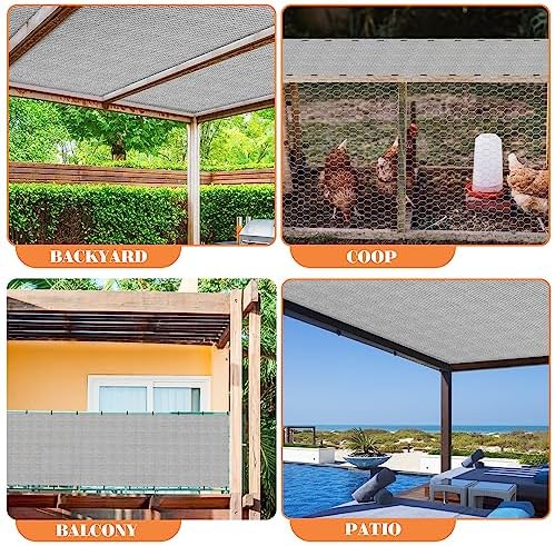 8' x 101' Sun Shade Roll Sun Shade Sunlight Blockage Cover for Outdoor Backyard Patio Pergola Greenhouse Plants (Light Gray) - Image 5