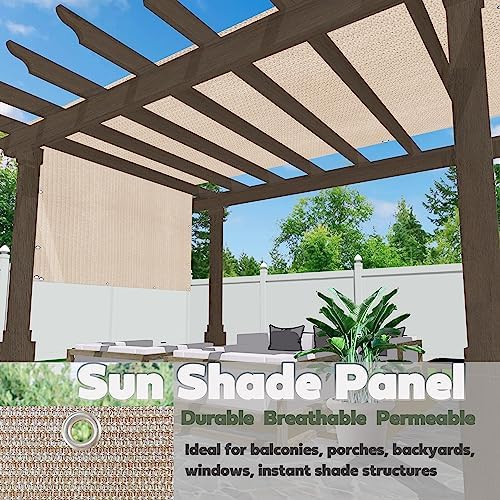 Alion Home Sun Shade Panel Privacy Screen with Grommets on 4 Sides for Outdoor, Patio, Awning, Window Cover, Pergola (16' x 5', Banha Beige) - Image 2