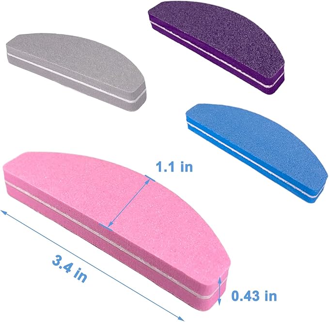 Nail Buffers (40 pcs), Buffer Block Nail Files Bulk for Acrylic Nails and Natural Nails Double Sided 100/180 Grit Portable Washable Sanding Buffing Buffers Arc Shape (40Pcs Multicolor)