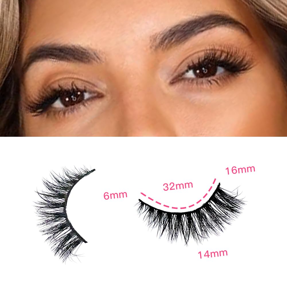 False Eyelashes 48 Pairs Faux Mink Lashes 14mm Wispy Lashes 3D Fluffy Cat Eye Lashes Pack Bulk Wholesale Strip Lashes(style 48-034)