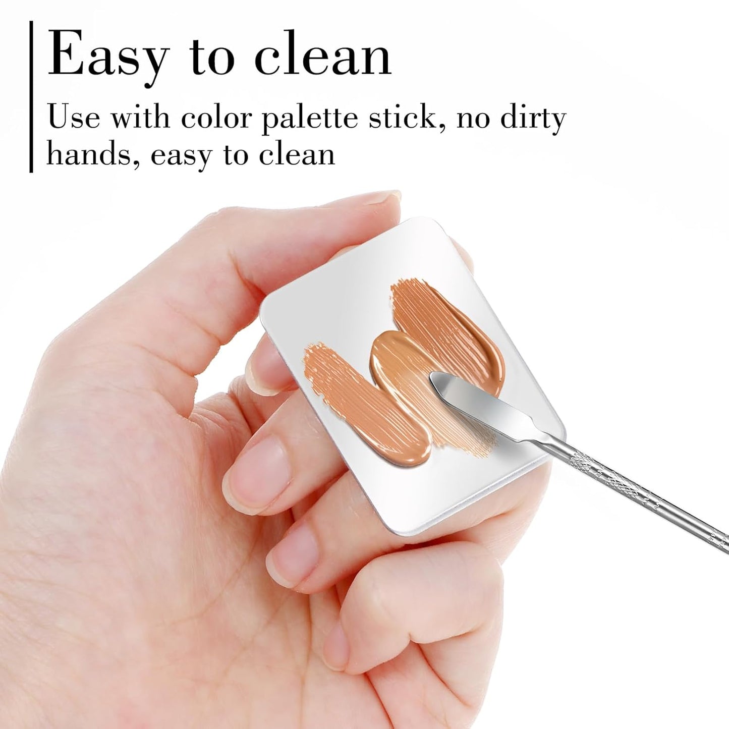 Makeup Mixing Palette, Makeup Spatula Palette with Foundation Spatula, Stainless Steel Makeup Mixing Tray, Nail Art Palette for Mixing Foundation Eye Shadow Eyelash Nail Art