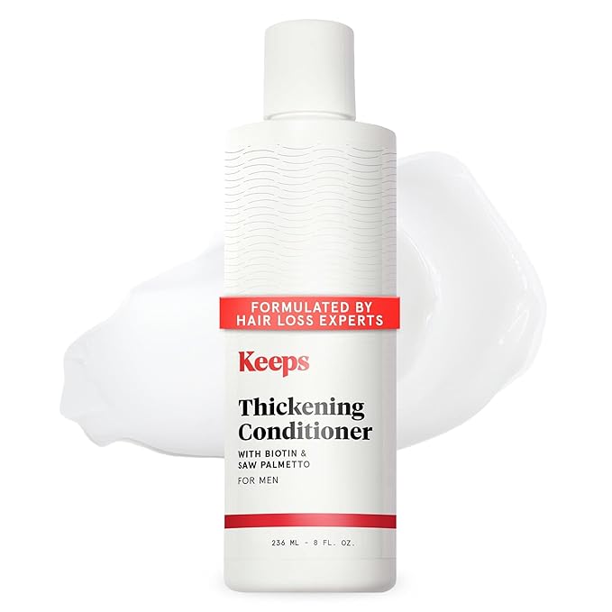 Keeps Hair Regrowth Treatment Mens Conditioner for Fuller, Thicker Looking Hair, 8 oz - Thinning and Hair Growth Conditioner for Men - DHT Blocker - Infused with Biotin, Caffeine, & Saw Palmetto