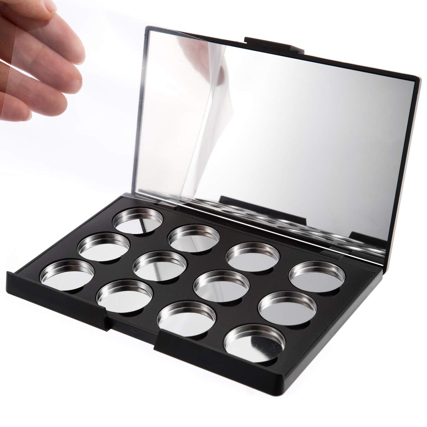 Empty Magnetic Eyeshadow Makeup Palette with Mirror and 12Pcs 26mm Round Metal Pans