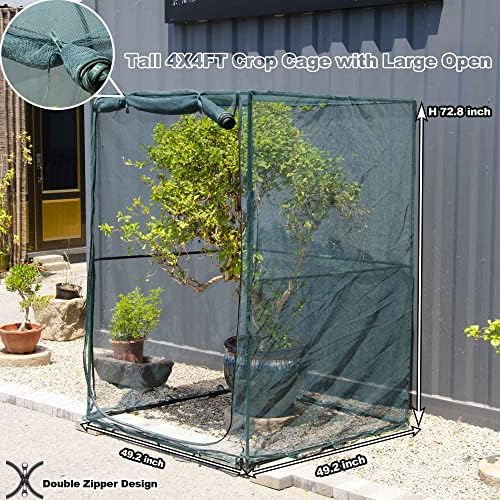Portable 4'x4' Large 6FT Tall Plant Netting Cover Crop Cages Pest Guard Cover for Vegetables and Fruits Plant Durable Gardening Net with 4 Stakes - Image 2