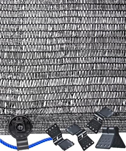 Black 30% Shade Cloth, 20ft x 10ft Sunblock Fabric UV Resistant with Clips by Roshad