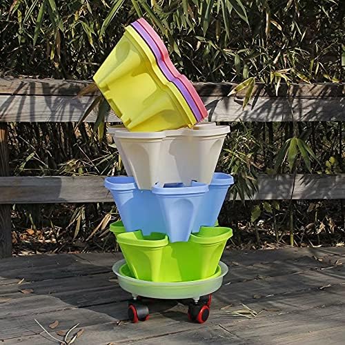 6 Tier Stackable Garden Stacking Flower Pot Tower, Stackable Strawberry Planter Pot Plastic Garden Planter-Indoor/Outdoor Planter, with Strawberry Seeds and Garden Tool Set and Watering Can - Image 3
