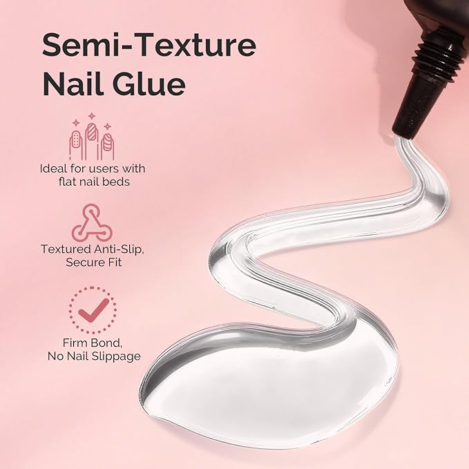 MelodySusie Semi Solid Nail Glue, Quick Drying No Need for UV Lamp Glue Gel Long Lasting for Fake Acrylic Press On Nails, 5ml*6pcs
