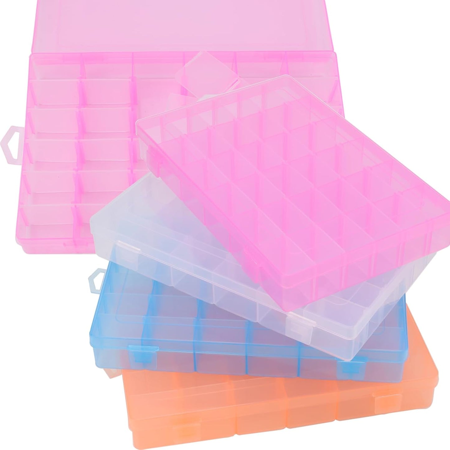 KINJOEK 8 PCS 36 Grids Bead Organizer Storage Containers with Adjustable Divider Small Tackle Box Clear Plastic Jewelry Earring Diamond Parts for Craft Art DIY Nail Sewing Thread Accessories