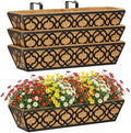 Y&M Deck Railing Planter Boxes, Adjustable Balcony Planter for Outdoor Plants, Metal Railing Planter Box for Deck, Fence and Porch, Window Boxes Outdoor, Sturdy Hanging Planter-24inch 4pcs by YM